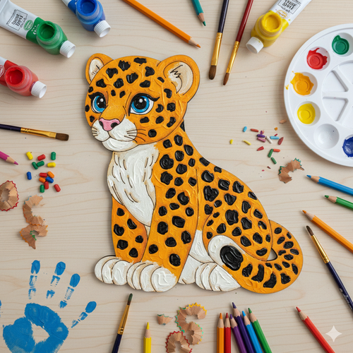 Boyanabilir Ah�ap Jaguar Fig�r� 16x15 cm