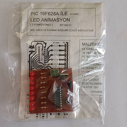 PIC 16F628A ile led animasyon devresi (Monteli)