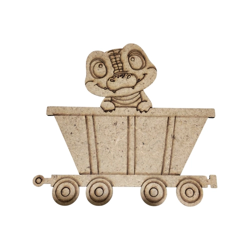 Boyanabilir Ah�ap Vagonlu Dinozor Fig�r� 13x13 cm