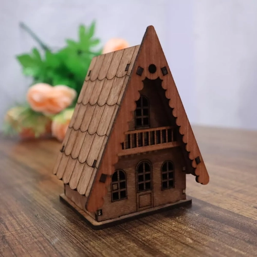 3mm MDF Boyanabilir Ah�ap Ev Modeli