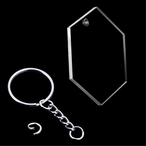 Pleksi Dikdörtgen Kulplu Anahtarlık Hazır Baskısız Şeffaf 5,5x2,5cm