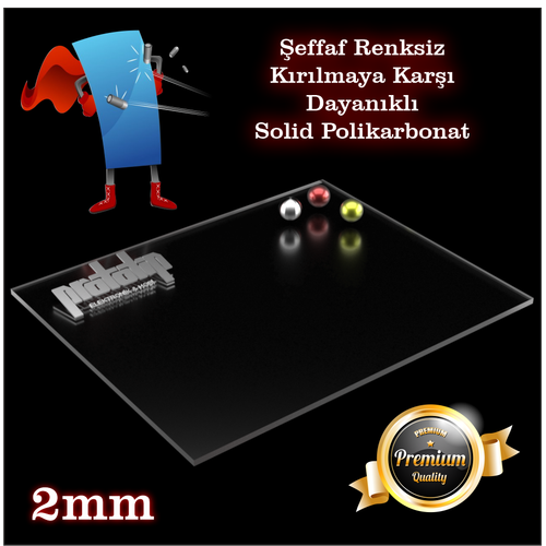 Pleksi Levha SOLİD POLİKARBON Şeffaf (Renksiz) 2mm Her Boyutta