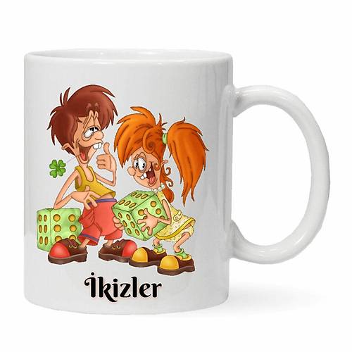 kizler Burcu Baskl Kupa Bardak