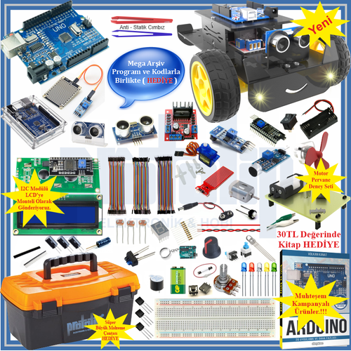 Arduino Başlangıç Seti UNO R3 CH340 -Turbo Black V3. 107 Parça 349 Adet