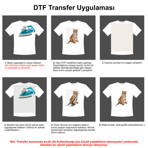 DTF Transfer Tekstil Baský Hayvanlar A4 Hazýr Baský Ütü Ýle Transfer DTF022
