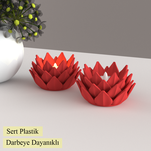 Led Mumluk Lotus 2 Adet Dekoratif, Modern ve Salam, Led Tealight Dahil