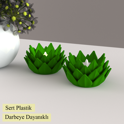Led Mumluk Lotus 2 Adet Dekoratif, Modern ve Salam, Led Tealight Dahil