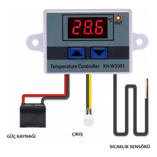 XH-W3001 12V DC Dijital Termostat ( Akvaryum - Kuluka )