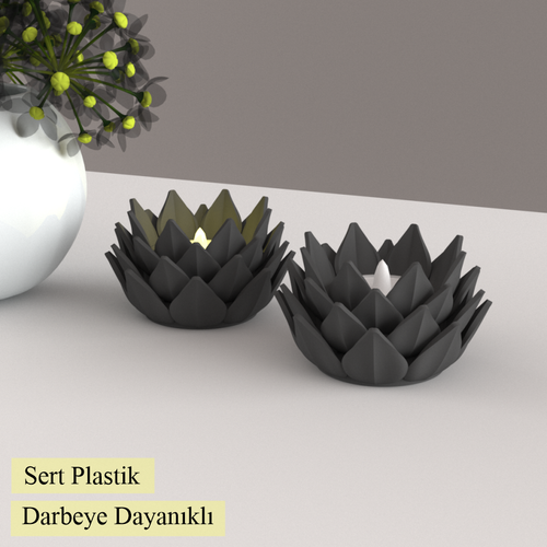 Led Mumluk Lotus 2 Adet Dekoratif, Modern ve Salam, Led Tealight Dahil