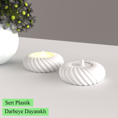 Led Mumluk 2 Adet Dekoratif, Modern ve Salam, Led Tealight Dahil 002