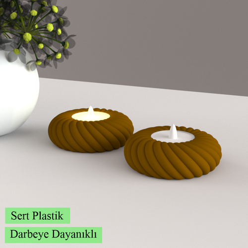 Led Mumluk 2 Adet Dekoratif, Modern ve Salam, Led Tealight Dahil 002