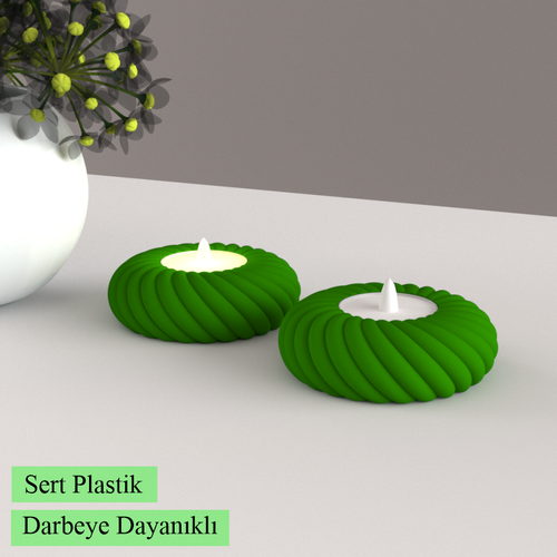 Led Mumluk 2 Adet Dekoratif, Modern ve Salam, Led Tealight Dahil 002