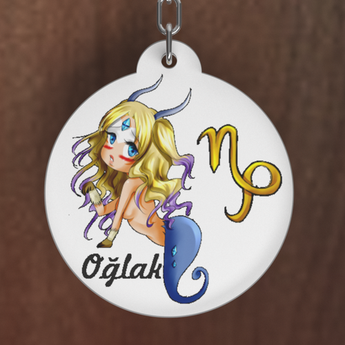 Olak Burcu Figrl ift Tarafl PleksiAnahtarlk