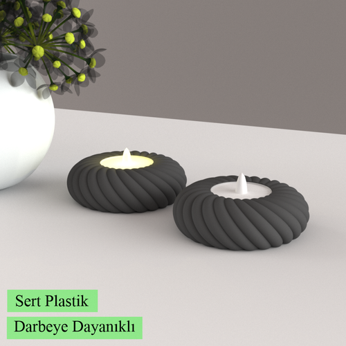 Led Mumluk 2 Adet Dekoratif, Modern ve Salam, Led Tealight Dahil 002