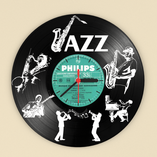 Plak Jazz Temal Pleksi Duvar Saati