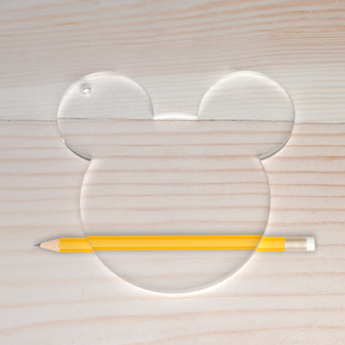 Pleksi Mickey Anahtarlık Hazır Baskısız Şeffaf 5,2x5cm - Kalınlık 3mm