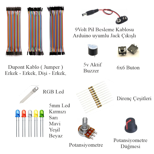 Arduino reniyorum Seti UNO R3 ( CH340 ) 46 Para 176 Adet