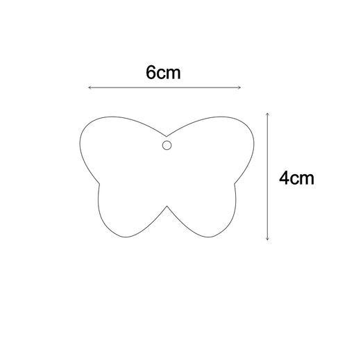 Pleksi Kelebek Anahtarlık Hazır Baskısız Şeffaf 6x4cm - Kalınlık 3mm