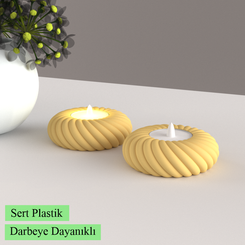 Led Mumluk 2 Adet Dekoratif, Modern ve Salam, Led Tealight Dahil 002