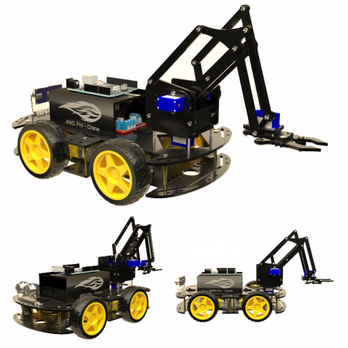 Arduino 4WD Robot Kollu Full Set - İlk ve Tek 4WD PRO - CRANE