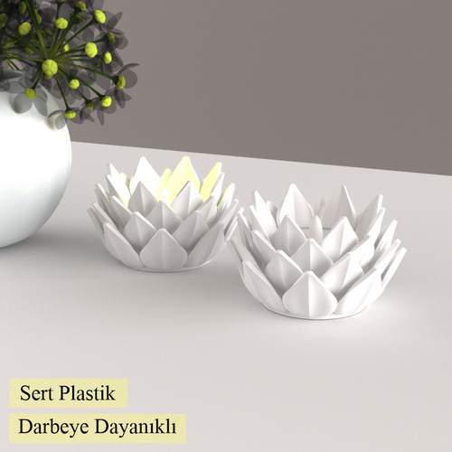 Led Mumluk Lotus 2 Adet Dekoratif, Modern ve Salam, Led Tealight Dahil