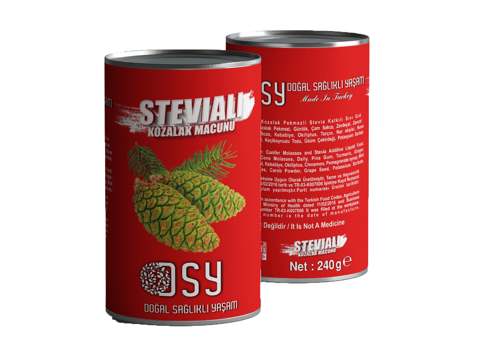 STEVİALI YEŞİL ÇAM KOZALAK MACUNU 240GR