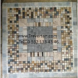 DEKORATIF TRAVERTEN MERMER MADALYON MOZA�K G�BEKLER 90X90X1 CM