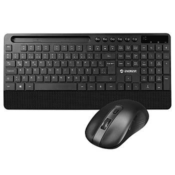 Everest KM-9676 Siyah Multimedya Tablet-Telefon Standlı Klavye + Mouse Set