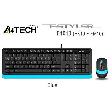 A4 Tech F1010 MM Klavye Mouse Set Mavi USB