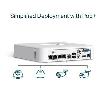 TP-LINK VIGI NVR1104H-4P 4 KANAL POE 2xHDMI 1xVGA H265+ NVR KAYIT CHAZI