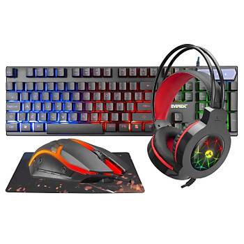Everest KMK-91 ECO Gkkua Aydnlatmal USB Gaming Combo 4 in 1 Set Oyun Klavy