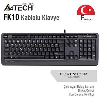 A4 Tech FK10 F Kablolu MM Klavye Gri USB