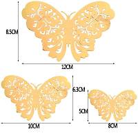 Ev Dekorasyon 3D Metalik Pirin Renk Oyma PVC Kelebek 12 li Ssleme Model W3