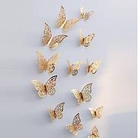 Ev Dekorasyon 3D Metalik Renk Oyma PVC Kelebek 12 li Ssleme Model Y1