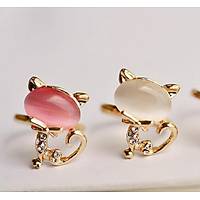 Sevimli Kedi Opal Moda Yzk  17mm ap Boyut Ayarlanabilir