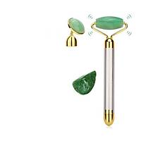 2 in 1 Güzellik Masaj Kalem Set Doğal Green Jade (Yeşim) Taş, Gümüş Çubuk