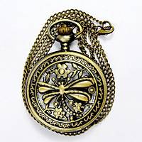 Kuvars Kstekli Mini Cep Saati Kolye Bronz Yusufcuk Desen