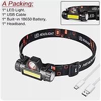 Kafa Lambas Cob + XPE Led arjl Dahili Pil Mknatsl 2 Modlu