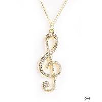 Zirkon Rhinestone Tal Mzik Nota Solfej Armal Kolye Uzun Kazak Zincir
