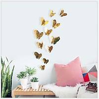 Ev Dekorasyon 3D Metalik Pirin Renk Oyma PVC Kelebek 12 li Ssleme Model W3