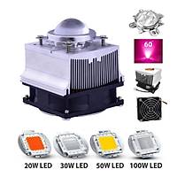 20W-100W Led Alminyum Soutucu + 60 44mm Lens + Reflector + Fan + Kafes