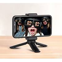 Telefon Tutucu ve Stand Mini Katlanr Tripod + Mobil Klip