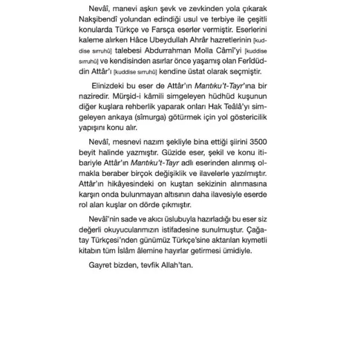 Lisanüt Tayr Kuş Dili Ali Şir Nevai