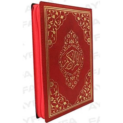 055 KIRMIZI Mühürlü Kuranı Kerim Cep Boy Fermuarlı Ayfa