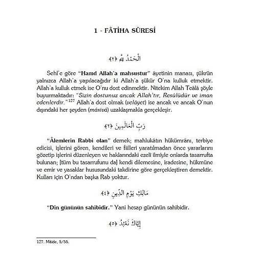 İNCE CİLT Tefsirül Kuranil Azim ( Türkçe )  Sehl B. Abdullah et Tüsteri Erkam