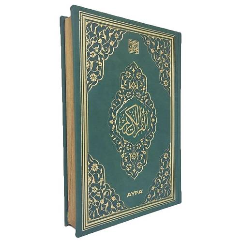 TRYLD058 YEŞİL Mühürlü Orta Boy Kuran-ı Kerim Kenar Yaldızlı ve Termo Cilt AYFA BASIN