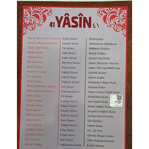 Kod:203 Orta Boy 192 Sayfa Türkçeli Fihristli Mealli Türkçe Okunuşlu Üçlü Şamua Yasin-İ Şerif