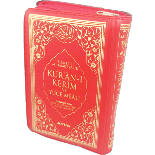 AYFA 169Kırmızı Kuranı Kerim Meal 15 Satır 2 Renk Cep Boy