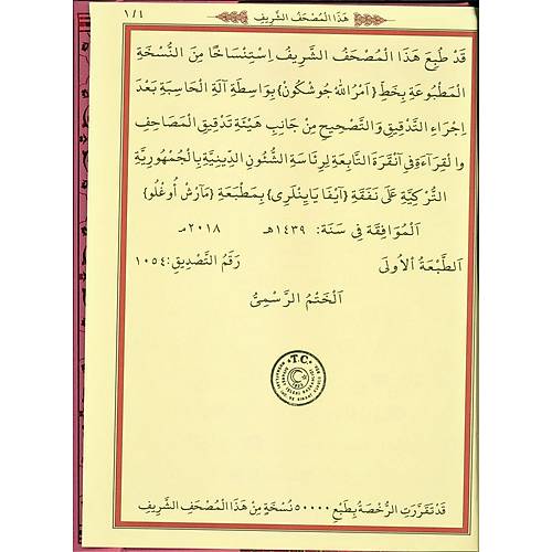 Gül Desenli Renkli Kuranı Kerim Pembe Cami Boy AYFA