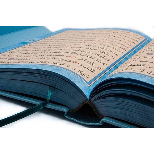 Gül Desenli Renkli Kuranı Kerim Mavi Orta AYFA